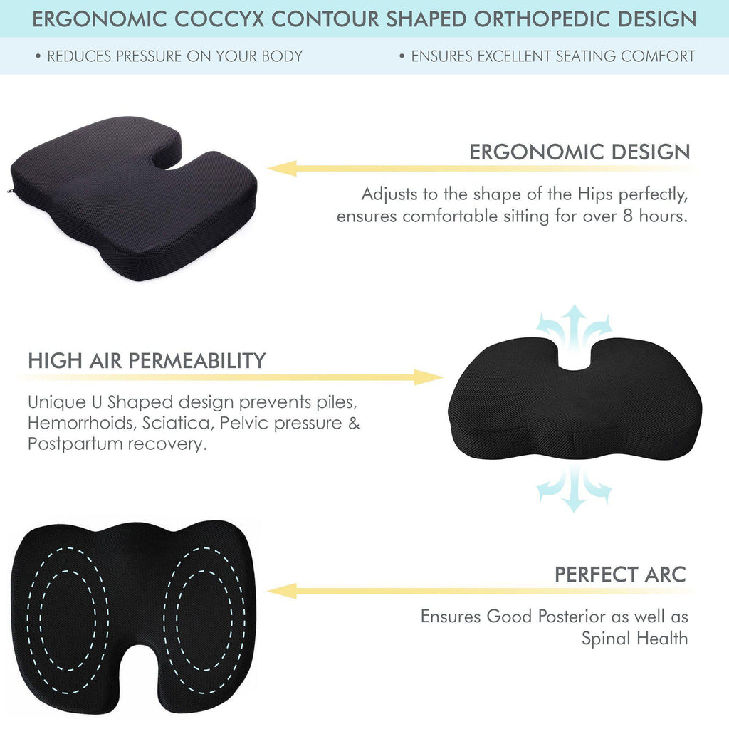 Sprucesoft - High Resilience (HR) Foam Coccyx Tailbone Support Seat Cushion - Firm - The White Willow