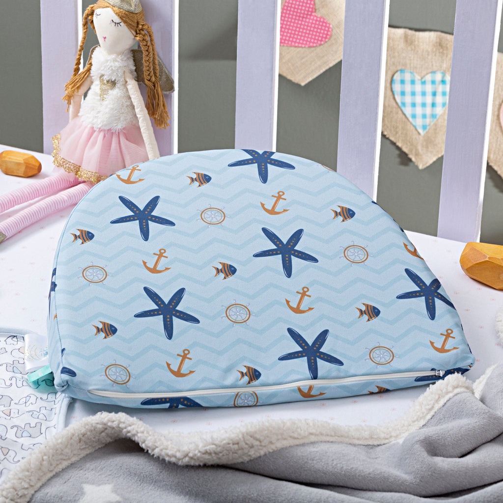 Star Fish - Soft Foam - C Shaped Baby Crib Wedge Pillow - Special Inclined - Medium Firm - The White Willow