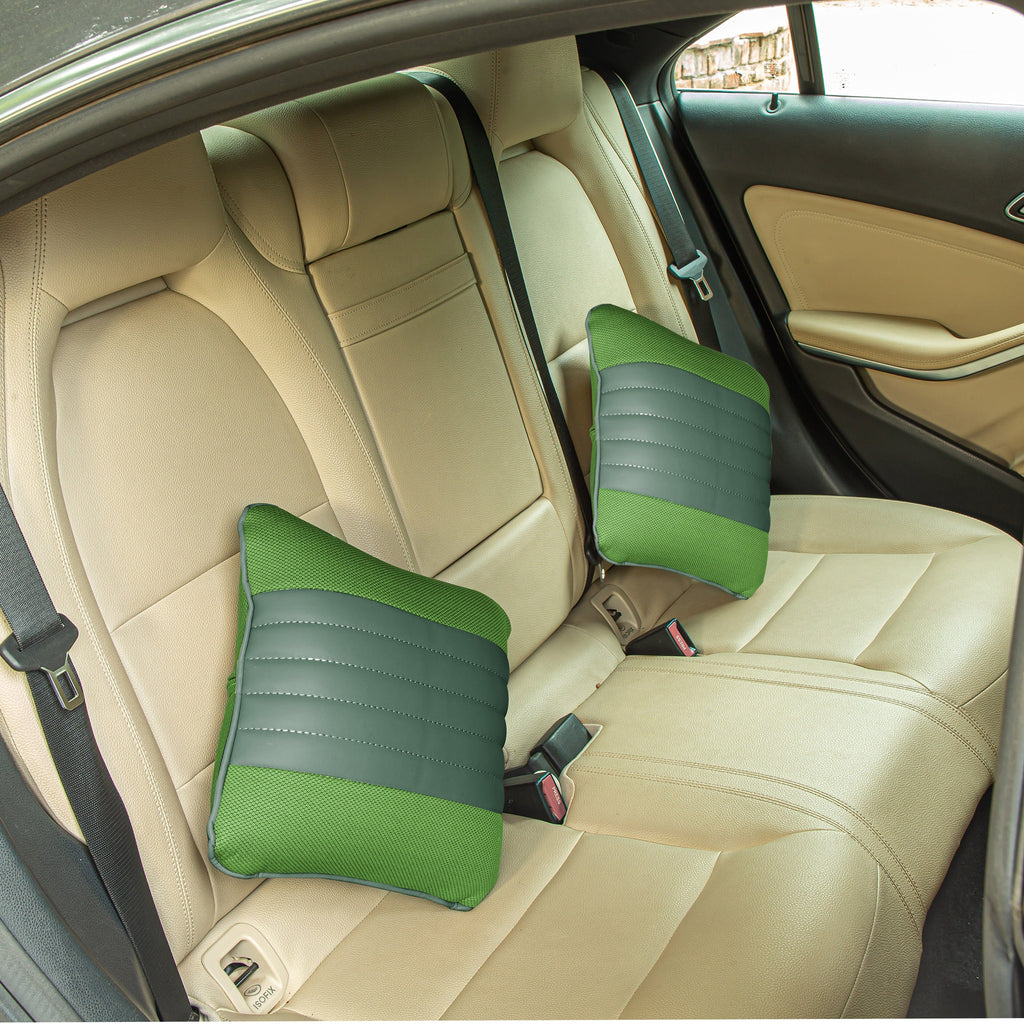 Ventilio - Memory Foam Square Shaped Car Cushion - Medium Firm Seat Cushion The White Willow Dark Green 